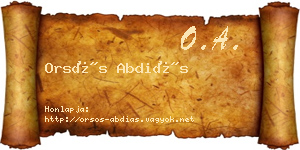 Orsós Abdiás névjegykártya