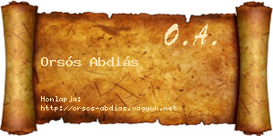 Orsós Abdiás névjegykártya